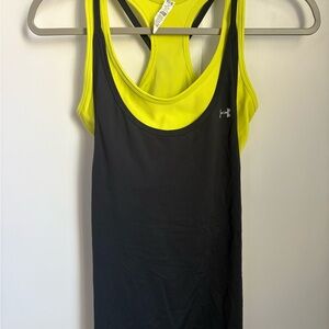 Under Armour Black Tank Top with attached Neon Sports Bra